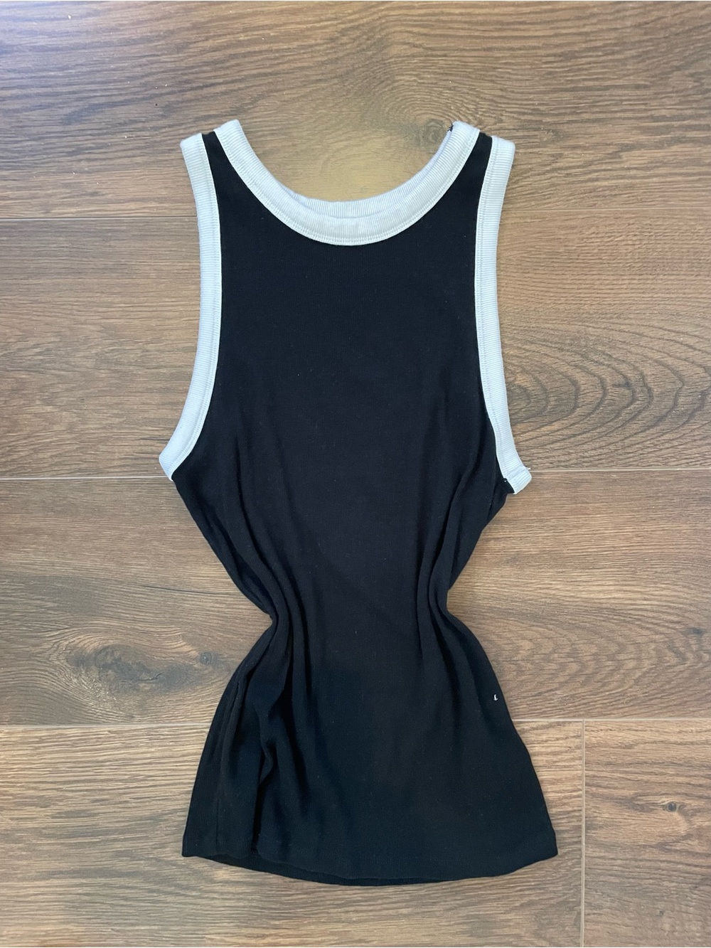 a new day Black Tank with White Neck Trim